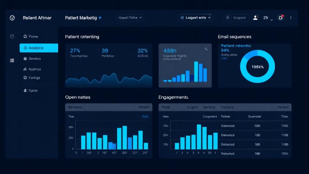 Email marketing dashboard showing patient retention campaign analytics and automated sequences 