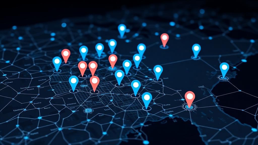 Multiple location pins showing multi-suburb SEO targeting strategy across neighborhoods 