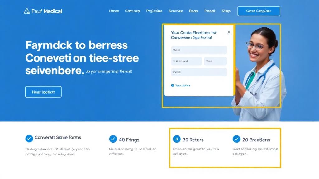 Medical practice website with conversion optimisation elements, booking forms, and engagement metrics